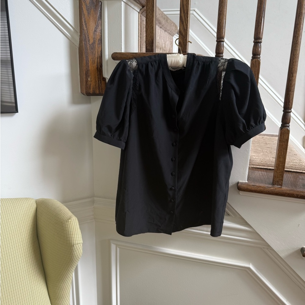 FRAME silk top with Lace Detail, med